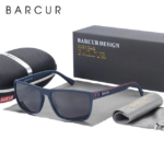 ⁦Lunettes de Soleil Polarisées Unisexe BARCUR BC2130 – Sport Carrées, Noir⁩ - الصورة ⁦2⁩