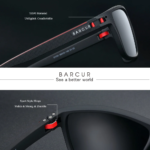 ⁦Lunettes de Soleil Polarisées Unisexe BARCUR BC2130 – Sport Carrées, Bleu⁩ - الصورة ⁦2⁩