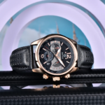 ⁦Montre Homme BENYAR 5171 Style Militaire – Boîtier Or Rose, Bracelet Noir⁩ - الصورة ⁦2⁩