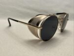 ⁦Lunettes de Soleil Polarisées Unisexe BARCUR 8375 – Rondes Steampunk, Monture Dorée⁩ - الصورة ⁦4⁩
