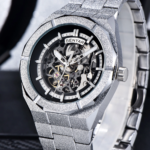 ⁦Montre Homme BENYAR 5212 Automatique Squelette – Argenté et Noir, 41 mm⁩ - الصورة ⁦4⁩