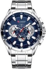⁦Montre Homme CURREN 8363 Chronographe 48 mm – Cadran Bleu, Bracelet Acier⁩ - الصورة ⁦2⁩