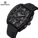 ⁦Montre Homme NAVIFORCE NF6101 Chronographe Tonneau – Tout Noir⁩ - الصورة ⁦3⁩