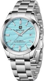 ⁦Montre Homme BENYAR 5208 Automatique – Cadran Bleu Ciel, Acier, 10 ATM⁩ - الصورة ⁦2⁩
