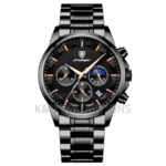 ⁦Montre Homme POEDAGAR 928 Chronographe Phase de Lune – Acier Noir⁩ - الصورة ⁦2⁩