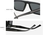 ⁦Lunettes de Soleil Polarisées Unisexe BARCUR BC98121 – Carrées, Tout Noir⁩ - الصورة ⁦2⁩