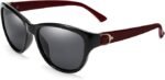 ⁦Lunettes de Soleil Polarisées Femme BARCUR BC2572 – Rétro, Noir et Bordeaux⁩ - الصورة ⁦2⁩