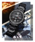 ⁦Montre Homme CURREN 8481 Chronographe – Tout Noir, Bracelet Acier Noir⁩ - الصورة ⁦3⁩