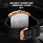 ⁦Montre Homme NAVIFORCE NF8052 Chronographe Carré – Or Rose, Silicone Noir⁩ - الصورة ⁦3⁩