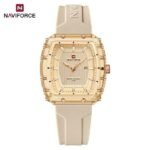 ⁦Montre Femme NAVIFORCE NF7124 Carrée – Beige et Doré⁩ - الصورة ⁦4⁩