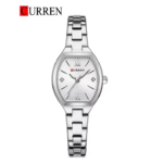 ⁦Montre Femme CURREN 9112 – Boîtier Tonneau Argenté, Cadran Blanc⁩ - الصورة ⁦2⁩
