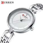 ⁦Montre Femme CURREN 9052 – Cadran Rond Argenté, Bracelet Fin Façon Bijou⁩ - الصورة ⁦3⁩