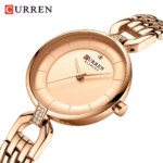⁦Montre Femme CURREN 9052 – Tout Or Rose, Bracelet Fin Serti de Cristaux⁩ - الصورة ⁦2⁩