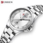 ⁦Montre Femme CURREN 9107 – Cadran Argenté Soleillé, Strass et Date, Tout Acier⁩ - الصورة ⁦2⁩