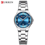 ⁦Montre Femme CURREN 9107 – Cadran Bleu Profond, Strass Étoilés, Tout Acier⁩ - الصورة ⁦2⁩