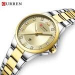 ⁦Montre Femme CURREN 9107 – Cadran Doré Soleillé, Bracelet Bicolore Or et Argent⁩ - الصورة ⁦2⁩