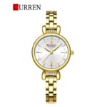 ⁦Montre Femme CURREN 9098 – Dorée, Cadran Blanc et Attaches Serties de Cristaux⁩ - الصورة ⁦2⁩