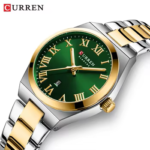 ⁦Montre Femme CURREN 9095 – Cadran Vert Profond, Bicolore Or et Argent⁩ - الصورة ⁦2⁩
