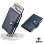 Porte-Cartes Anti-RFID à Éjection – Bleu marine