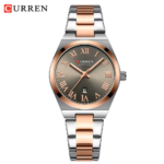 ⁦Montre Femme CURREN 9095 – Cadran Gris Taupe, Bicolore Or Rose et Argent⁩ - الصورة ⁦2⁩