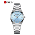 ⁦Montre Femme CURREN 9095 – Cadran Bleu Ciel Dégradé, Chiffres Romains, Tout Acier⁩ - الصورة ⁦2⁩