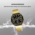 ⁦Montre Unisexe NAVIFORCE NF8068 Tonneau – Doré, Lunette Noire, Cadran Bleu Nuit⁩ - الصورة ⁦4⁩