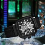 ⁦Montre Homme REWARD RD831509 Chronographe Carré – Tout Noir, Silicone⁩ - الصورة ⁦2⁩