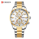 ⁦Montre Homme CURREN 8445 Chronographe – Bicolore Or et Argent, Cadran Blanc 44 mm⁩ - الصورة ⁦2⁩