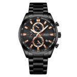 ⁦Montre Homme CURREN 8445 Chronographe – Noir et Or Rose, Cadran 44 mm⁩ - الصورة ⁦3⁩
