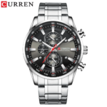 ⁦Montre Homme CURREN 8351 Chronographe – Cadran Gris Anthracite, Bracelet Acier⁩ - الصورة ⁦2⁩