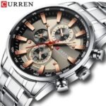 ⁦Montre Homme CURREN 8351 Chronographe – Cadran Beige Champagne et Index Or Rose⁩ - الصورة ⁦3⁩