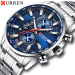 ⁦Montre Homme CURREN 8351 Chronographe – Cadran Bleu Roi, Bracelet Acier Argenté⁩ - الصورة ⁦2⁩