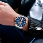 ⁦Montre Homme CURREN 8351 Chronographe – Cadran Bleu Roi, Bracelet Acier Argenté⁩ - الصورة ⁦3⁩