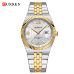 ⁦Montre Homme CURREN 8498 – Bicolore Or et Argent, Lunette Cannelée Dorée⁩ - الصورة ⁦2⁩