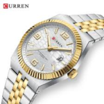 ⁦Montre Homme CURREN 8498 – Bicolore Or et Argent, Lunette Cannelée Dorée⁩ - الصورة ⁦3⁩