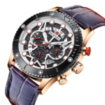⁦Montre Homme REWARD 83011 Chronographe – Cadran Squelette, Cuir Dégradé Rouge et Violet⁩ - الصورة ⁦2⁩