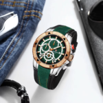 ⁦Montre Homme REWARD 83013 Chronographe – Cadran Vert et Lunette Or Rose⁩ - الصورة ⁦4⁩
