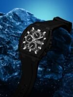 ⁦Montre Homme REWARD 832261 Chronographe – Boîtier Tonneau Tout Noir, Bracelet Silicone⁩ - الصورة ⁦4⁩