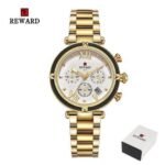 ⁦Montre Femme REWARD RD63084 Chronographe – Dorée, Cadran Blanc⁩ - الصورة ⁦4⁩