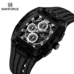 ⁦Montre Homme NAVIFORCE NF7105 Chronographe Tonneau – Boîtier Transparent Noir⁩ - الصورة ⁦2⁩