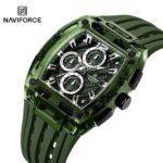 ⁦Montre Homme NAVIFORCE NF7105 Chronographe Tonneau – Boîtier Transparent Vert⁩ - الصورة ⁦2⁩