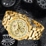 ⁦Montre Homme MINI FOCUS MF0470 Chronographe – Tout Doré, Cadran Texturé⁩ - الصورة ⁦3⁩