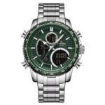 ⁦Montre Homme NAVIFORCE NF9182 Analogique-Digitale – Cadran Vert, Acier Argenté⁩ - الصورة ⁦2⁩