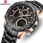 ⁦Montre Homme NAVIFORCE NF9182 Analogique-Digitale – Cadran Noir, Accents Or Rose⁩ - الصورة ⁦2⁩