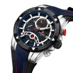 ⁦Montre Homme REWARD 83013 Chronographe – Cadran Bleu Nuit, Boîtier Argenté et Lunette Noire⁩ - الصورة ⁦2⁩