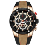 ⁦Montre Homme REWARD 83013 Chronographe – Cadran Noir, Or Rose et Bracelet Marron⁩ - الصورة ⁦2⁩