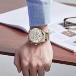 ⁦Montre Homme MINI FOCUS MF0282 Chronographe – Bicolore Or et Argent, Cadran Blanc⁩ - الصورة ⁦3⁩