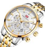 ⁦Montre Homme MINI FOCUS MF0282 Chronographe – Bicolore Or et Argent, Cadran Blanc⁩ - الصورة ⁦2⁩