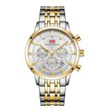 ⁦Montre Homme MINI FOCUS MF0282 Chronographe – Bicolore Or et Argent, Cadran Blanc⁩ - الصورة ⁦4⁩