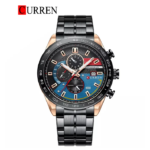 ⁦Montre Homme CURREN 8410 Chronographe 48 mm – Cadran Noir Bleu Rouge, Flancs Or Rose⁩ - الصورة ⁦2⁩